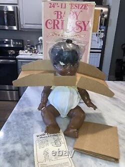 VTG Ideal Toys AA BABY CRISSY Growing Hair 24 African Doll 1973/1980 NIB