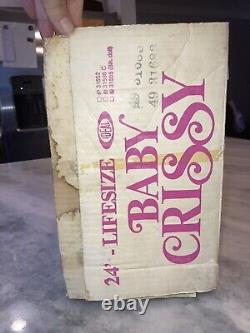 VTG Ideal Toys AA BABY CRISSY Growing Hair 24 African Doll 1973/1980 NIB
