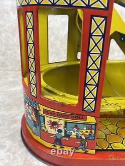 VTG J. Chein #275 Tin Litho Wind Up Roller Coaster No Cars with Box Read Desc