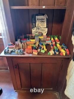 VTG KINDER CITY by SIFO Wood Building Blocks & Other Pieces Cloth Map, & Book