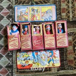 VTG Lot 5 Howdy Doody Toy Character Figures withoriginal boxes & 2 Wallets Western