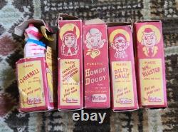 VTG Lot 5 Howdy Doody Toy Character Figures withoriginal boxes & 2 Wallets Western