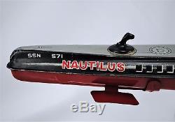 VTG Marusan NAUTILUS SSN 571 Atomic Nuclear Wind Up Tin Toy Submarine Japan RARE