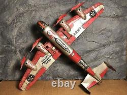 VTG Marx 14 Tin Windup Army Airplane Flying Fortress 2095 Works USA