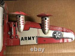 VTG Marx 14 Tin Windup Army Airplane Flying Fortress 2095 Works USA