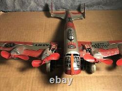 VTG Marx 14 Tin Windup Army Airplane Flying Fortress 2095 Works USA