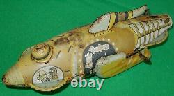 VTG Marx 1930's Tin Litho Clockwork Buck Rogers Rocket Ship, Working Condition