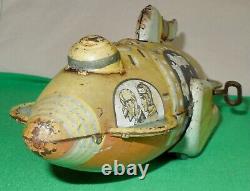 VTG Marx 1930's Tin Litho Clockwork Buck Rogers Rocket Ship, Working Condition