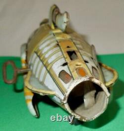 VTG Marx 1930's Tin Litho Clockwork Buck Rogers Rocket Ship, Working Condition