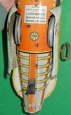 VTG Marx 1930's Tin Litho Clockwork Buck Rogers Rocket Ship, Working Condition