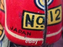 VTG RARE 1950's JAPAN ASAHI TIN TOY CLOWN CIRCUS MOTORCYCLE No. 12 WIND UP WORKS