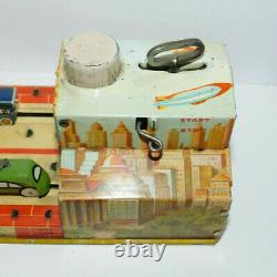 Very Neat Vintage Unique Art Mfg Tin Toy Wind Up Lincoln Tunnel Complete & Works