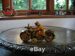 Very Nice Old Wind Up Motorcycle Japan Kt Military Camo Tinplate Vintage Tin Toy