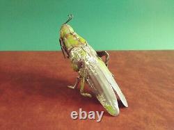 Very Rare 1900's Eberl Tin Wind-up Hopping Grasshopper Tinplate SG Gunthermann