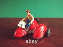 Very Rare 1950s Geobra Tin Wind-up Scooter with Sidecar Tinplate Motorcycle Wüco