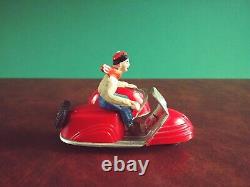 Very Rare 1950s Geobra Tin Wind-up Scooter with Sidecar Tinplate Motorcycle Wüco