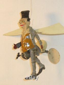 Very Rare Gunthermann Tin, Windup Hand-painted Dickens-type Character Flying Man