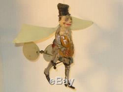 Very Rare Gunthermann Tin, Windup Hand-painted Dickens-type Character Flying Man