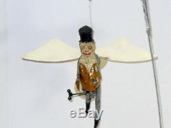 Very Rare Gunthermann Tin, Windup Hand-painted Dickens-type Character Flying Man