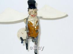 Very Rare Gunthermann Tin, Windup Hand-painted Dickens-type Character Flying Man