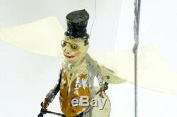 Very Rare Gunthermann Tin, Windup Hand-painted Dickens-type Character Flying Man