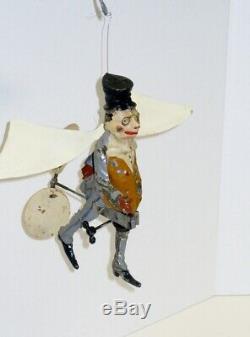 Very Rare Gunthermann Tin, Windup Hand-painted Dickens-type Character Flying Man