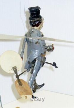 Very Rare Gunthermann Tin, Windup Hand-painted Dickens-type Character Flying Man