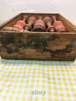 Very Rare Mid 1800's British Victorian Parlor Bowling Set all Original with Box