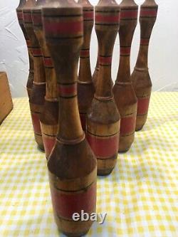 Very Rare Mid 1800's British Victorian Parlor Bowling Set all Original with Box