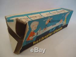 Very Rare Vintage Helicopter Station Wind Up Litho Tin Toy Hungary 60s + BOX