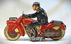Vintage1930s Tin Toy Motorcycle with Wind Up Motor Made in England by Mettoy