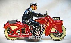 Vintage1930s Tin Toy Motorcycle with Wind Up Motor Made in England by Mettoy