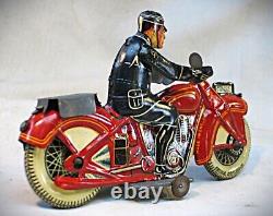 Vintage1930s Tin Toy Motorcycle with Wind Up Motor Made in England by Mettoy