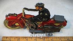Vintage1930s Tin Toy Motorcycle with Wind Up Motor Made in England by Mettoy