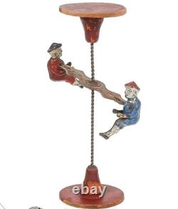 Vintage 1890's RARE German Tin Painted Gravity Toy Height 10.5 Inches