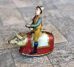 Vintage 1903 Lehmann Paddy and His Pig Wind-Up Mechanical German Toy