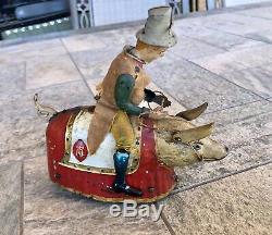 Vintage 1903 Lehmann Paddy and His Pig Wind-Up Mechanical German Toy