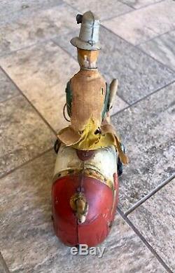 Vintage 1903 Lehmann Paddy and His Pig Wind-Up Mechanical German Toy