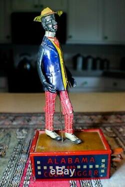 Vintage 1912 Oh My Alabama Coon Jigger. Working. NICE! Wind Up Dancing Tin Toy