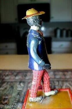 Vintage 1912 Oh My Alabama Coon Jigger. Working. NICE! Wind Up Dancing Tin Toy