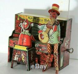 Vintage 1921 Strauss Ham & Sam Minstrel Team Tin Wind-Up Toy Black Americana