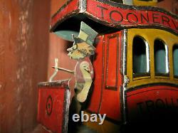 Vintage 1922 Toonerville Trolley Windup Tin Toy Good Graphics, Germany Made