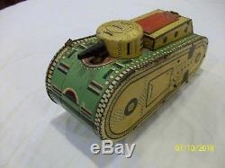 Vintage 1930's1940's Marx Tin Litho Wind Up Sparkling Doughboy Army Tank Toy USA