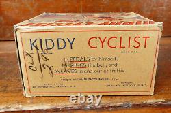 Vintage 1930's Kiddy Cyclist Unique Art Mfg Co Wind Up Tin Toy Tricycle with Box