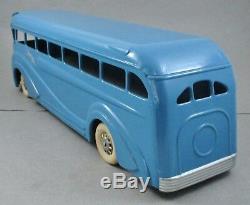Vintage 1930's Kingsbury Pressed Steel 18 Wind Up Toy Greyhound Bus, MINT