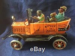 Vintage 1930's MARX AMOS AND ANDY FRESH AIR TAXI Tin Litho Wind-up