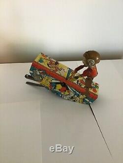 Vintage 1930's MARX LItho Tin Windup Toy Acrobatic Marvel Monkey