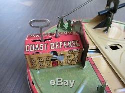 Vintage 1930's Marx Coast Defense Tin Litho Wind-up Toy With Box