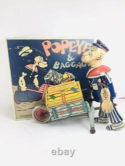 Vintage 1930's Marx POPEYE EXPRESS Wind-UP Tin Litho with Popup PARROT with BOX