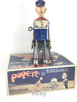 Vintage 1930's Marx POPEYE EXPRESS Wind-UP Tin Litho with Popup PARROT with BOX